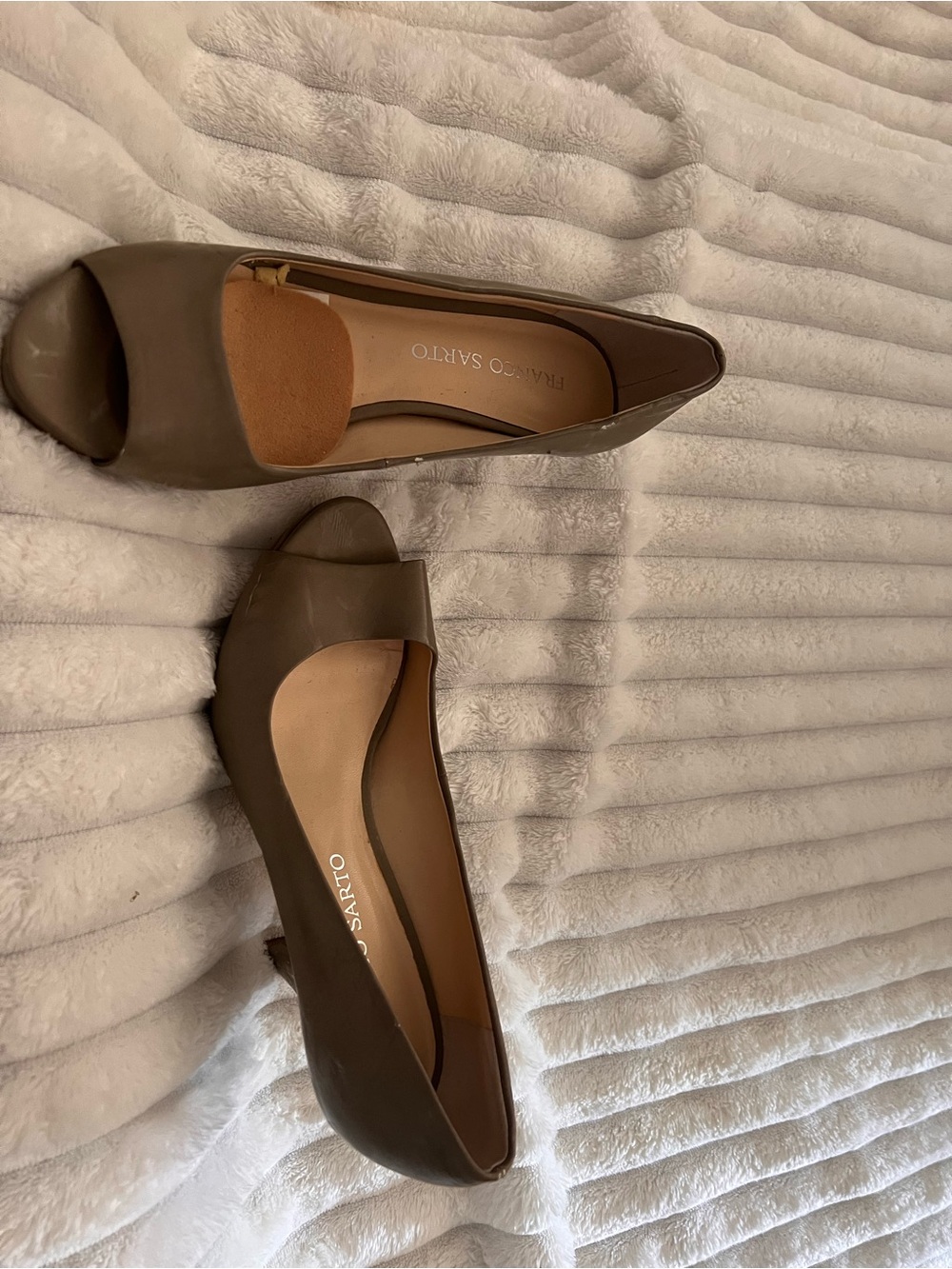 Franco Sarto Olive Green Peep-Toe Heels